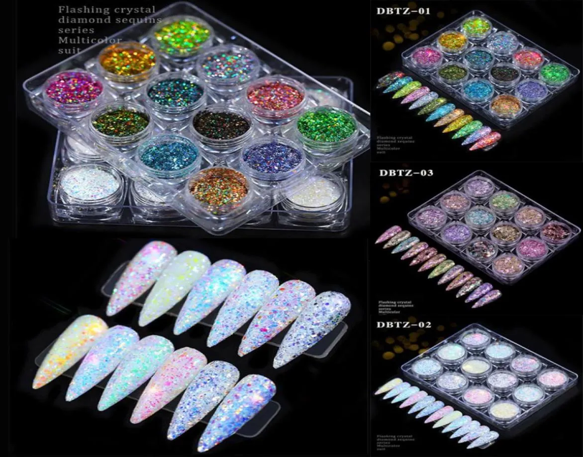 12 cuadrículas uñas de uñas brillo hojuelas de la sirena hologragría hexagon paillette lentejuelas del arte de la uña Manicure8073513