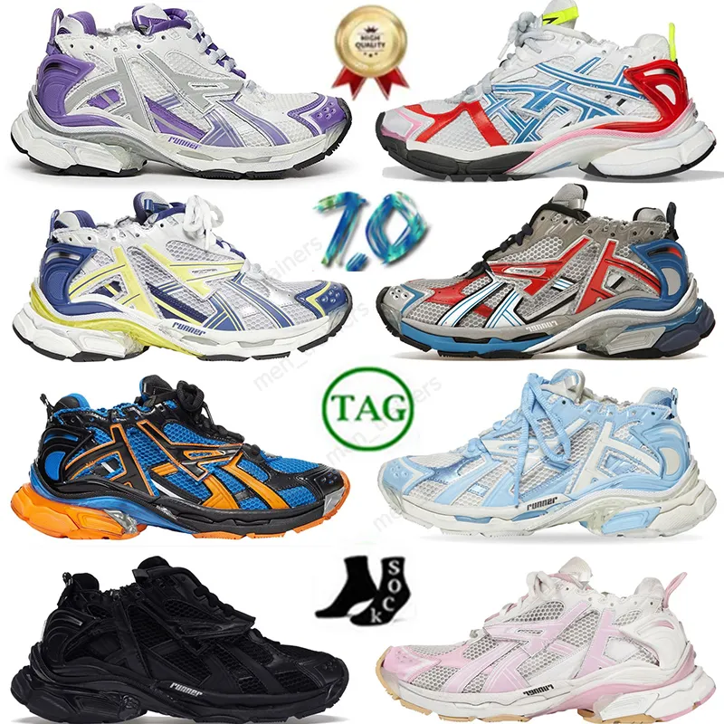Sapatos de grife de alta qualidade faixas 7.0 Runners Shoe Triple S 7.5 Runner Sneaker Faixas mais quentes 7 Tess Gomma Paris Speed ​​Platform Fashion Outdoor Sports