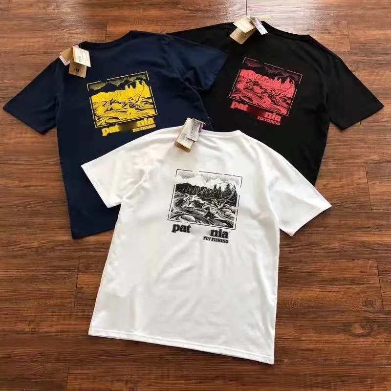 Designer Men's T-shirt Outdoor Fishing Gedrukte zomerse heren en dames losse eenvoudige ronde ronde nek korte mouw t-shirt tops