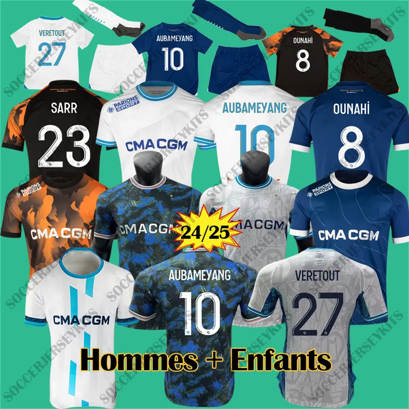 24 25 maillot om Olympique de Marseille AUBAMEYANG Maillot de pied 2024 2025 marseille VITINHA CLAUSS GIGOT OM Maillots de foot PAYET Hommes Enfants chemises