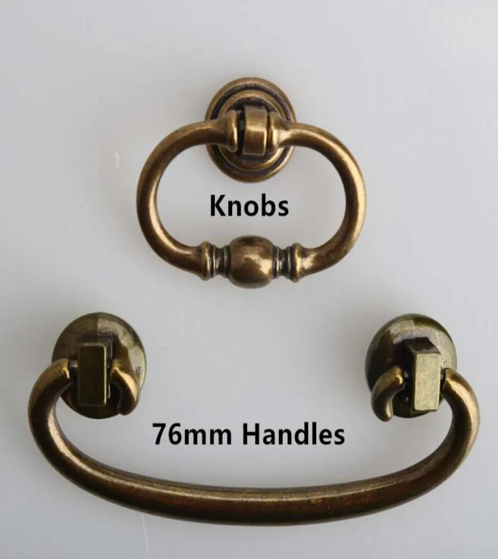 Ukorzywienia 76 mm Knobs Brązowa szafka szafka 3 "Antyczne mosiężne krople kropli vintage meble uchwyty knob7320535