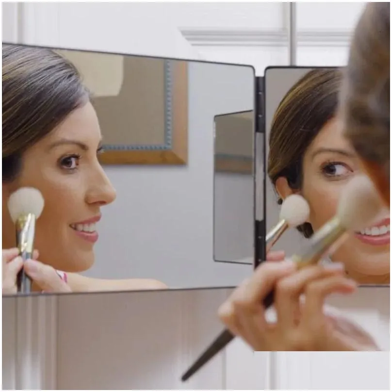 Espelhos compactos espelhos de 3 vias para corte de cabelo próprio 360 Cut para homens maquiagem maquiagem de maquiagem preta 231122 entrega de gotas de saúde beleza para dhers