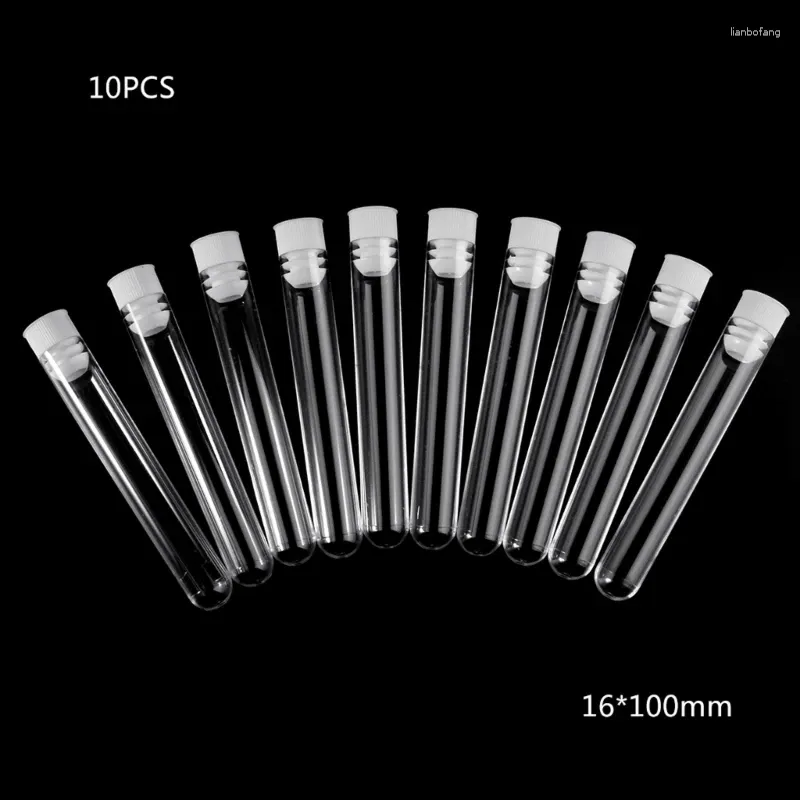 10 pcs en plastique tubes à essai avec couvercle de 100 mm en forme de U transparente pour les expériences scientifiques perles de semences liquide stockage qxnf