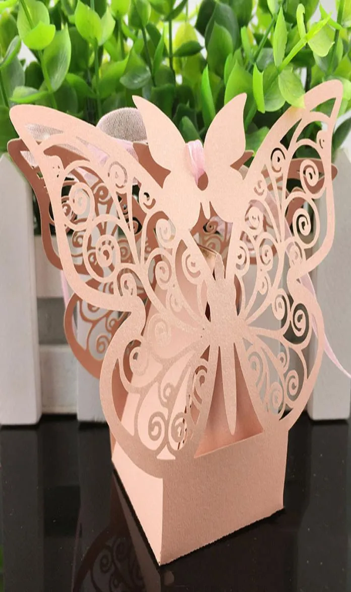 10pcs Butterfly Laser Cut Candy Box Favor and Gifts Box Chocolate Goście pudełko Baby Shower Wedding Decoration Party 1010132