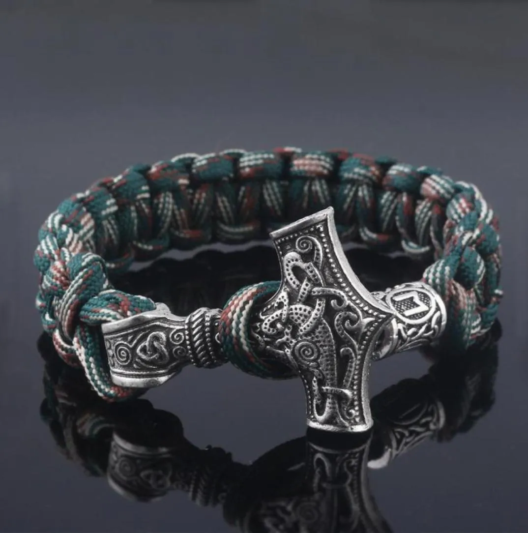Ancient Norse Viking Men Bracelets Paracord Amulet Runes Beads Corde à main enveloppe scandinave Bangles Gift35233673256454