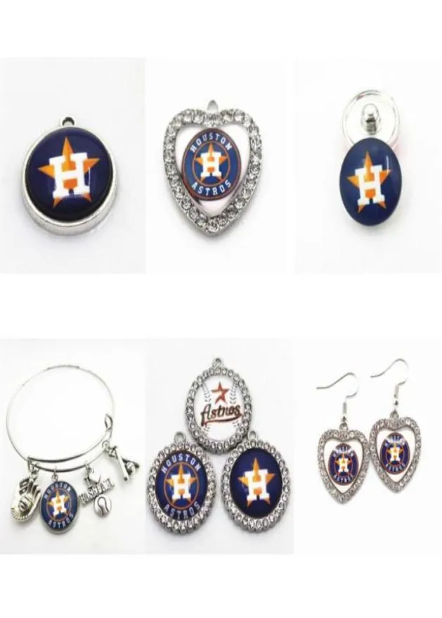 US -Baseballteam Houston Dangle Charm DIY Halskette Ohrringe Armband Armreifen Knöpfe Sportschmuck Accessoires239U6141799