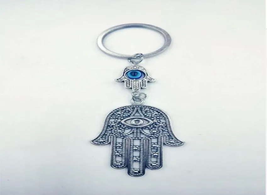 Modeschmuck Engel Wings Evil Eye Hamsa Fatima Hand Charm DIY Keychainsilver Ton Key Chain Keyring Fashion Anhänger Juwel 1921151