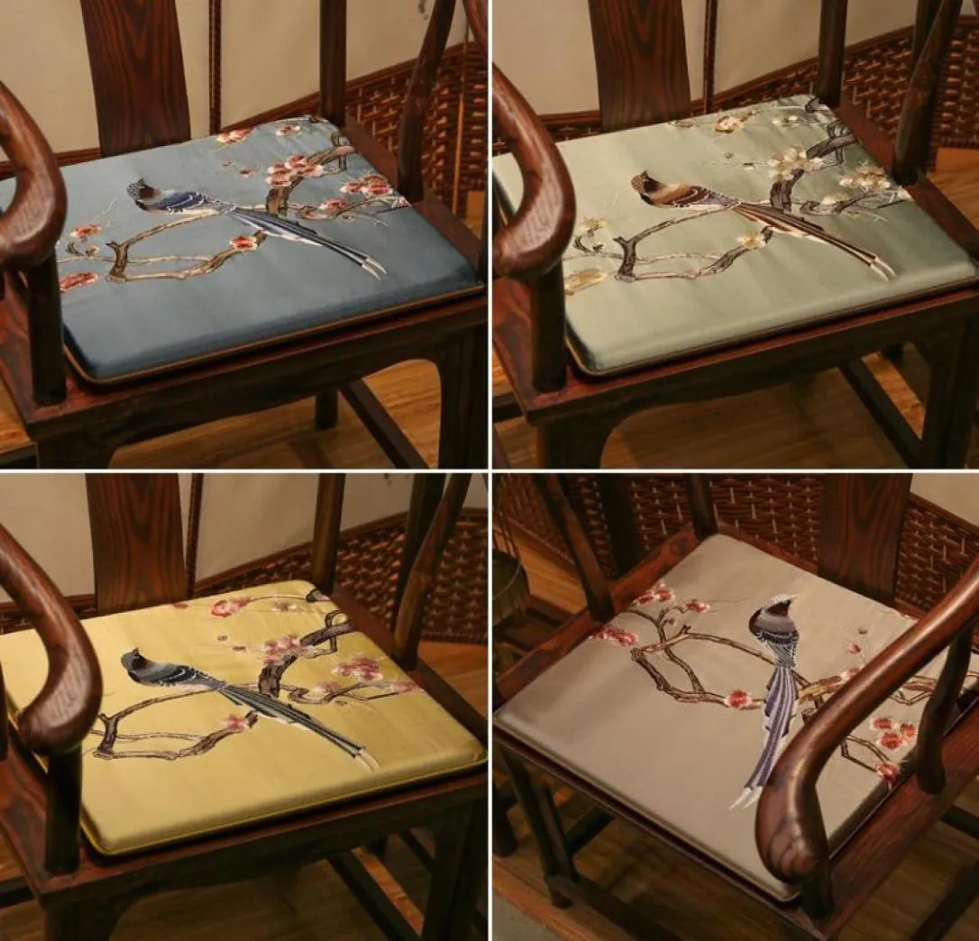 CushionDecorative Custine Gazza ricamata in stile cinese Cuscino Cuscinetto non slip di alto livello Giallo Blue Birds Tatami Home DE4185374