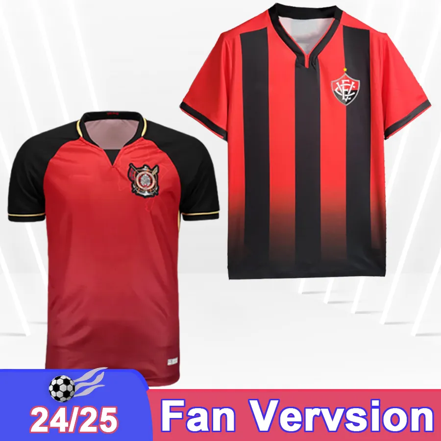 24 25 Vitoria Herren Fußballtrikots Jadson Roberto Eduardo Santos Home 2024 Northeast Cup Fußballhemden Kurzarm Uniformen