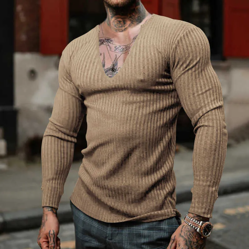 long sleeve deep v neck shirt