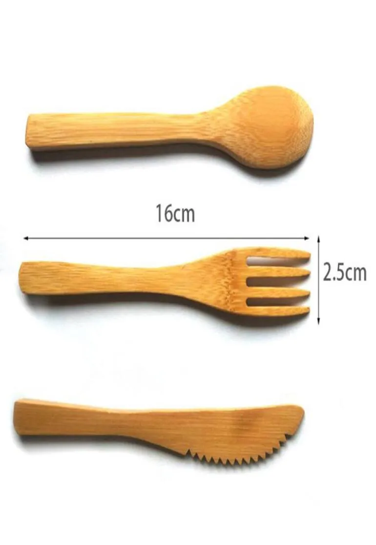 3PCSSET SECTRIPAGNÉE ECOPRIPAGNÉE Japonais Portable Portable 16 CM Set Bamboo Dingeware Set Couteau à Dîner Table Cutlery Cutlery Set pour Chi1088115