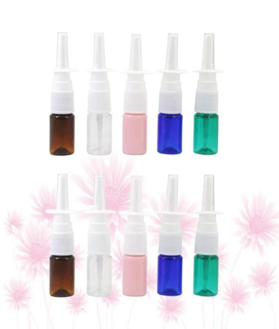Förvaringsflaskor burkar 10st 5 ml nässprutan påfyllningsbar tom spray husdjur flaska makeup flytande underpackning slumpmässig färg3376171