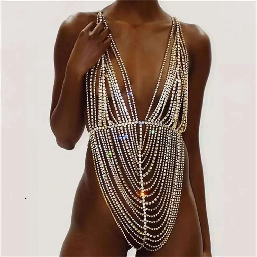 Kostuumaccessoires sexy sprankelende Tassel Rhinestone Fashion Nightclub Party Crystal Bra Body Chain Sieraden