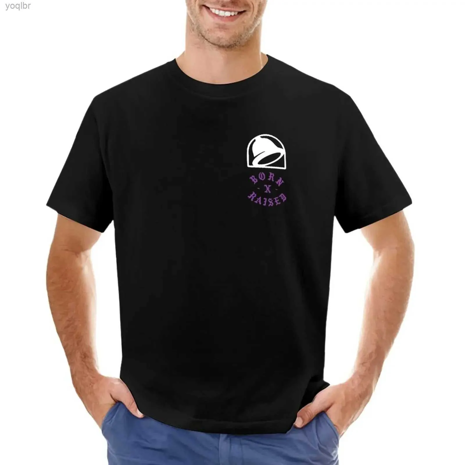 T-shirts masculins Taco Bell Born x T-shirt surélevé Sou solide Mens White Hippie Mens Cotton Pure T-shirtl2405