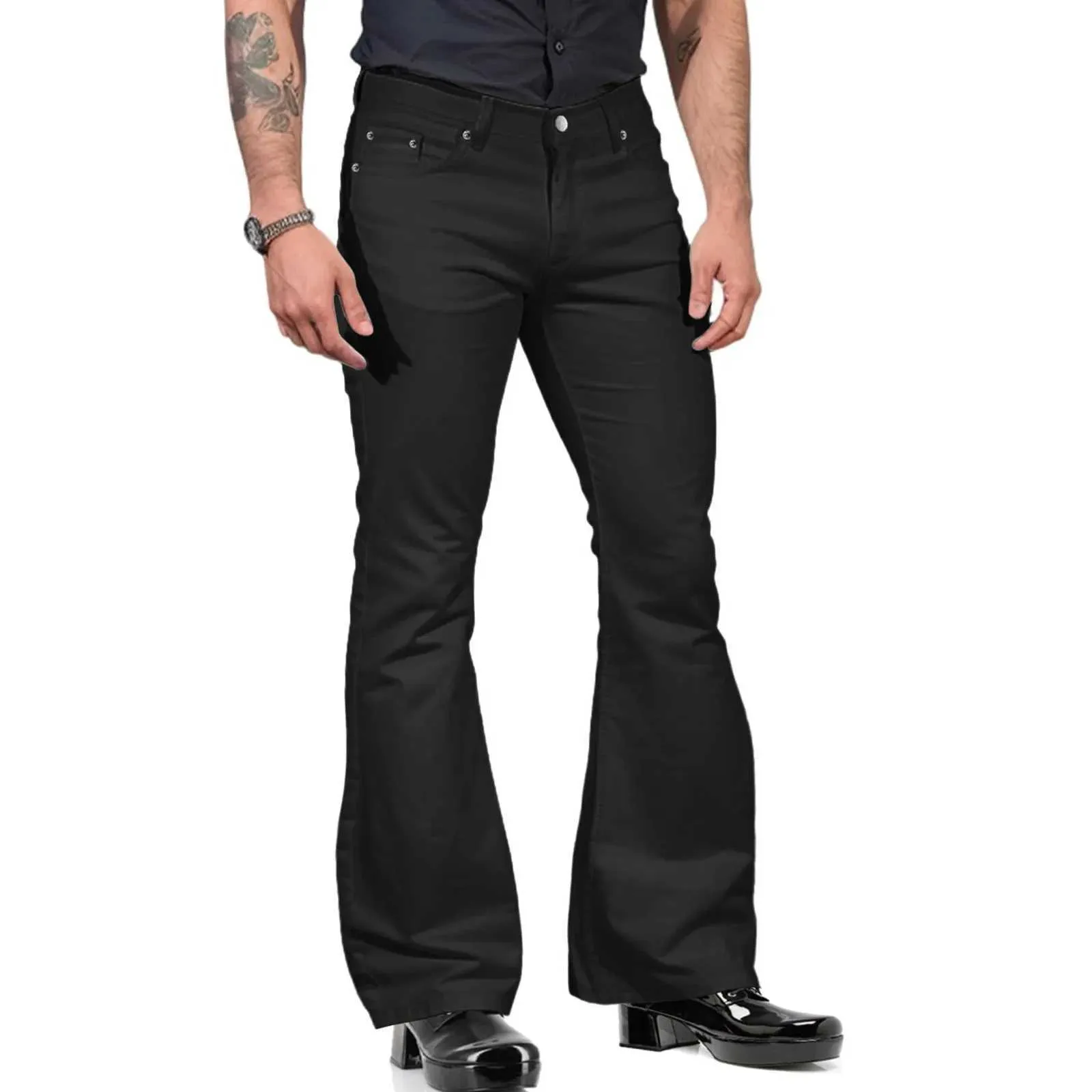 Pantalon masculin pour hommes Bell Bottom Retro inspiré pantalon flash mode homme vintage jeans ultra mince cloche de cloche pantalon harajuku 2024 J240429
