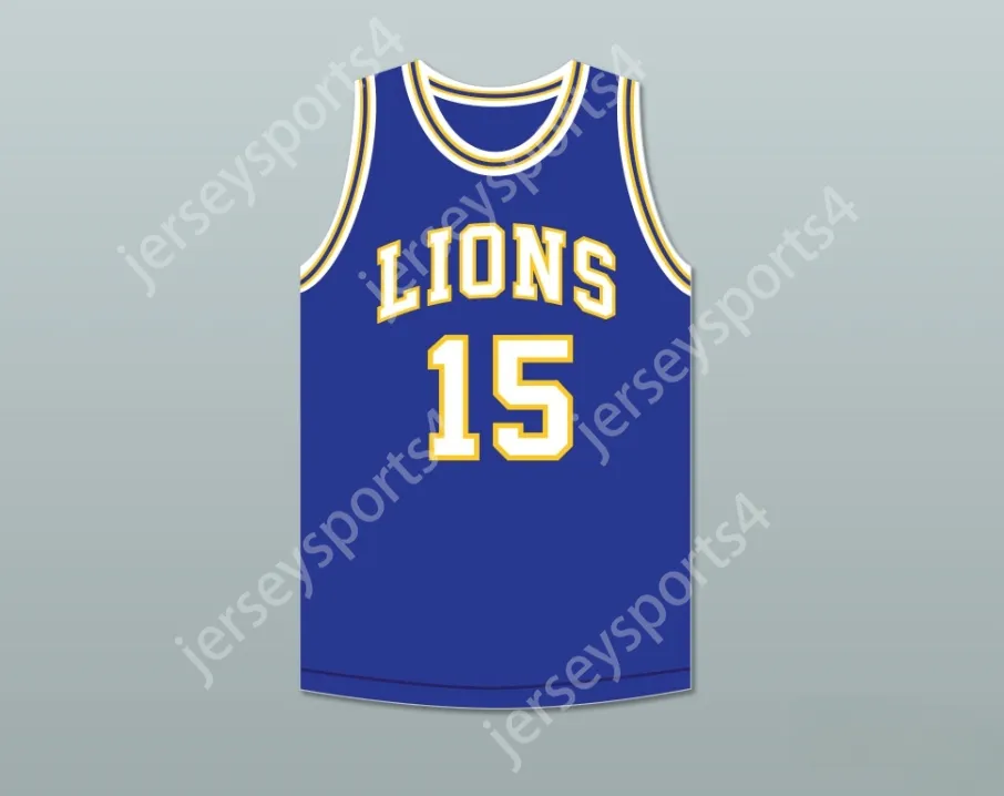 Niestandardowe nazwa młodzież/dzieci Jeff Hornacek 15 Lyons Township High School Lions Royal Blue Basketball Jersey 2 Top zszyte S-6xl
