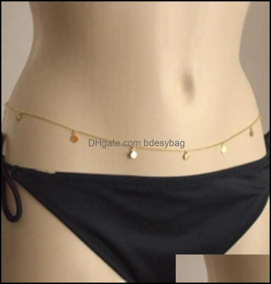 Hangende kettingen hangers sieraden necklaarse veelzijdige bikini body chain super flash gold taille druppel levering 2021 mv2305604