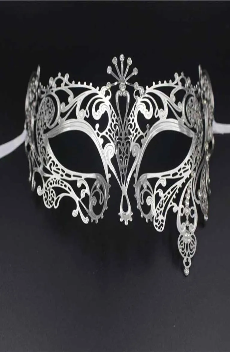 Halloween Mask Fun White Hochzeitsmaske Gold Silber Metal Venezianer Masquerade Opera Halloween Party Ball Augenmasken Schwarz Prom Costum3487681