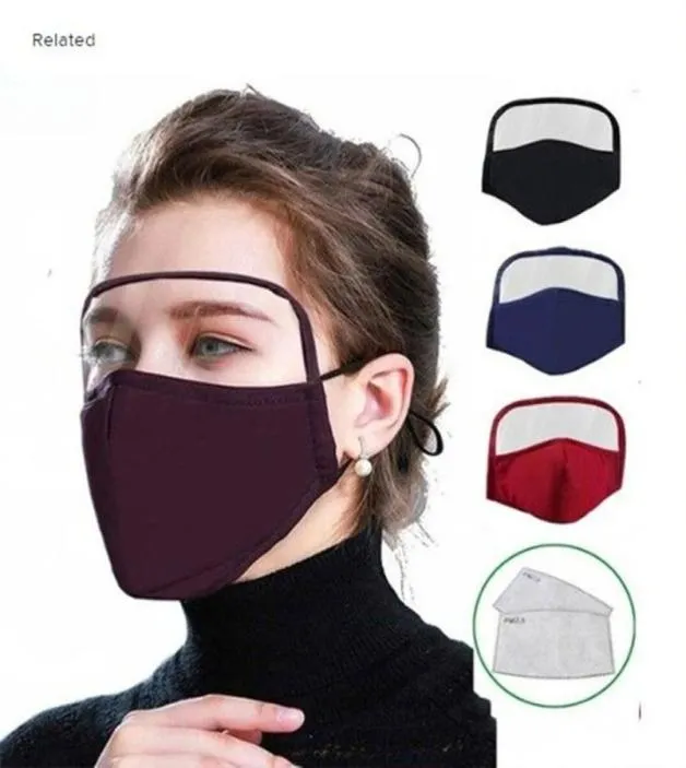 2 I 1 Eye Face Mouth Mask med Valve Face Cover No Filters Earloop Outdoor PM25 Antidust Pollution Party Masks1853505