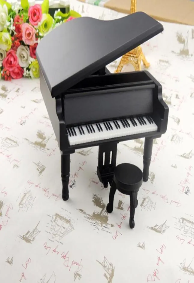 Nieuw aankomsten houten piano muziekboxen zwarte muzikale dozen voor geschenken3210007
