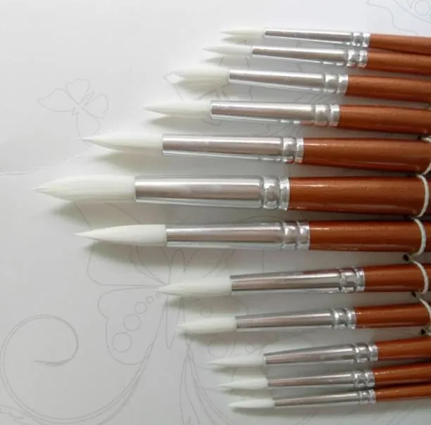 24 st mycket rund form nylon hår trähandtag penseluppsättning verktyg för konstskolan akvarell akrylmålning leveranser3929226