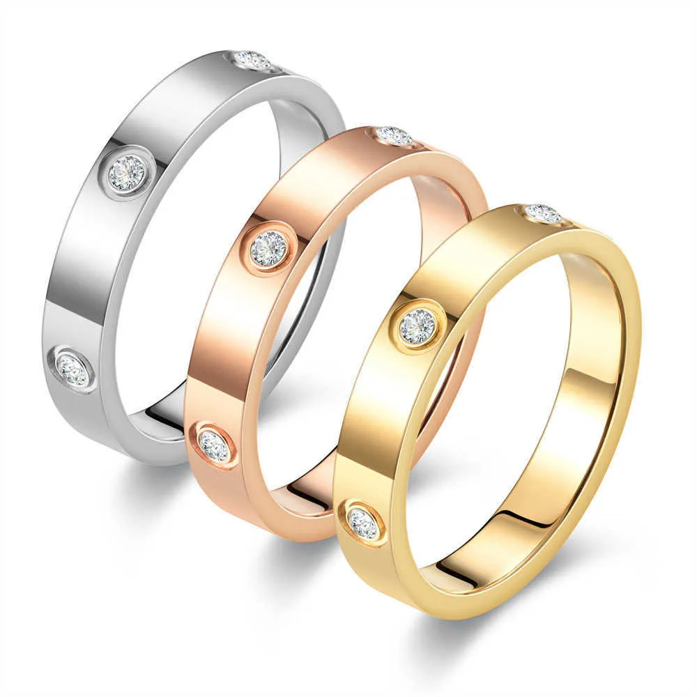Attitude sérieuse envers la vie Ring Six Diamond Couple 18K Rose Gold for Womens Small et Luxury High Quality Elegant with Cart Original Rings