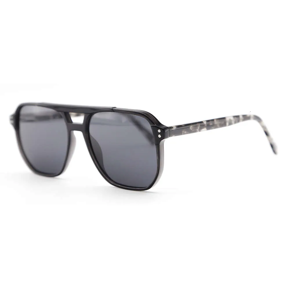Novo piloto de design, óculos de sol de acetato cinza transparente com lentes cinza