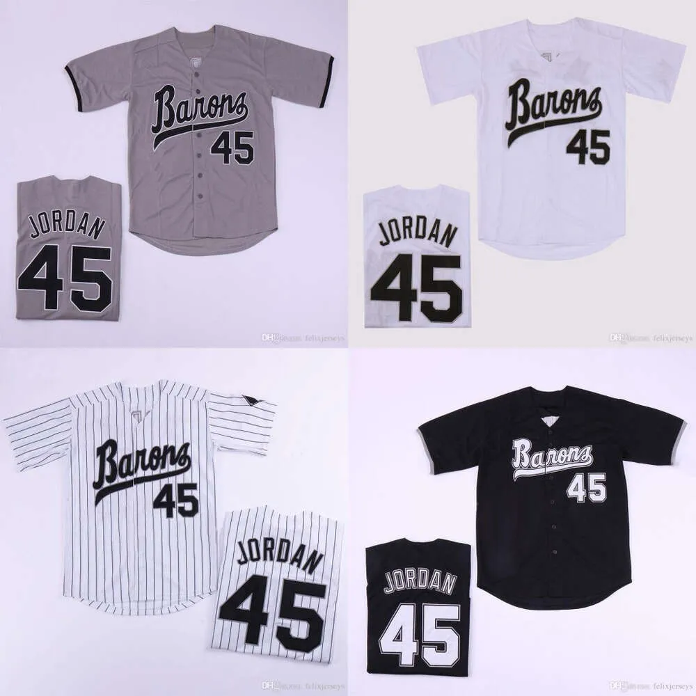 Jam Mens Birmingham Barons Michael 45# Trikots Button Down Movie Baseball Trikot Doppel Ed Name und Nummer High Wachtelheit