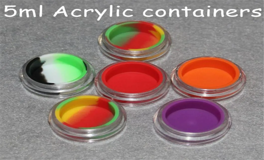 5 ml plastic siliconencontainer voor wasoliecontainer siliconen potten voor wasolie -olie -extract bho acrylcontainers met de siliconen in1816628
