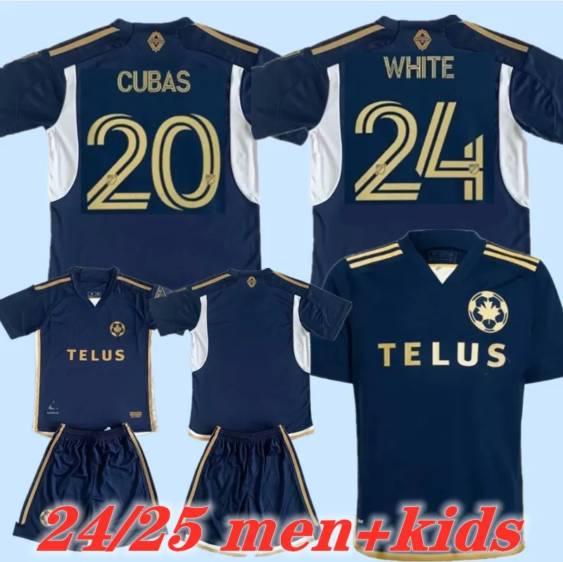 2024 Vancouver voetbaltruien 24 25 Witte Cubas Blackmon Witecaps Away Blue Men Kids Full Kits Fans Versie voetbalshirt Thailand Quality