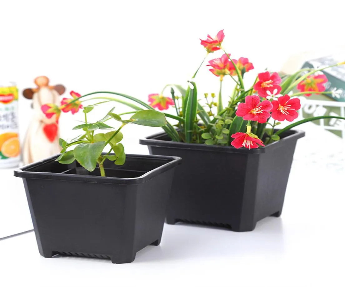 Square Nursery Plastic Flower Pot Planter 3 Size for Indoor Home Desk Bedside or Floor and Outdoor Yardlawn or Garden Planting D7840523