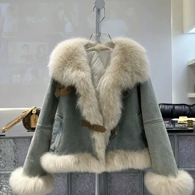 Save Big on Bulk Fur Lined Denim Jacket Jeans Jacket Fur Collar Winter  Parka: Thick, Warm Duck Down Coat With Denim Outer Shell, Motorcycle Style 