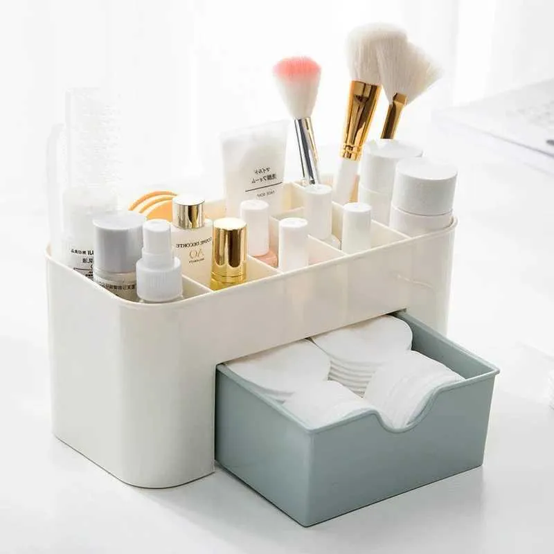 Organizator kosmetyczny Organizator makijażowy pudełko wielofunkcyjne pulpit do przechowywania podwójnie warstwy kosmetyki szuflady biżuterii kontener łazienka Q240429