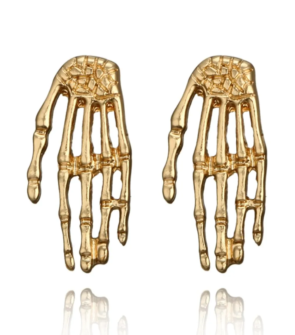 Punk Gold Color Hand Shape Stud örhängen för kvinnor Personlighetslegering Geometriska studs örhänge Uttalande smycken Fashion Jewelry Who3494048