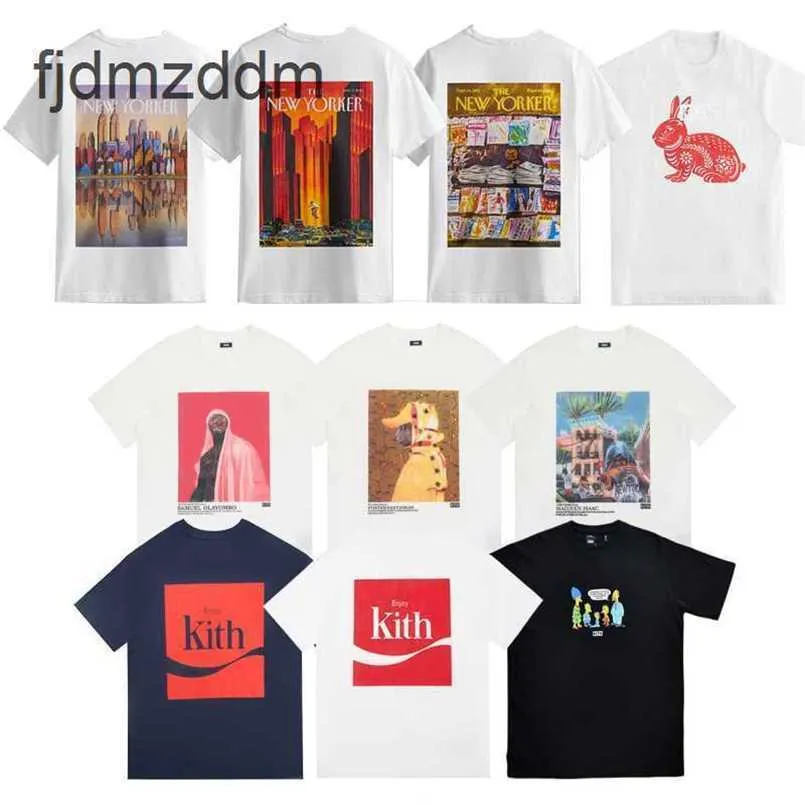 2023 Summer Mens Designer T Shirts Trends Brand Kith Rabbit Paper Cutting Spider Print Round Neck Loose Casual Cotton T-Shirt Män och kvinnor Grafisk tee