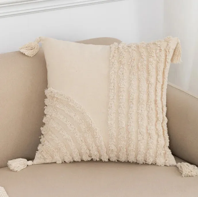 Övervägsordningen som säljer Bohemian Marockan Cotton Tufted broderi Kudde Ins Sofa Pillow fransad kudde täckning 240420