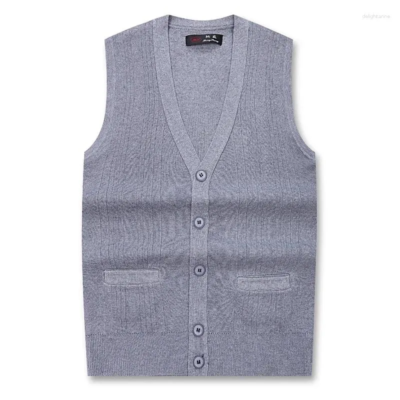 Gilet pour hommes Automne Hiver Mens Vest Argyle Wool Pull Sweater Sans manches Sans manches en V V V