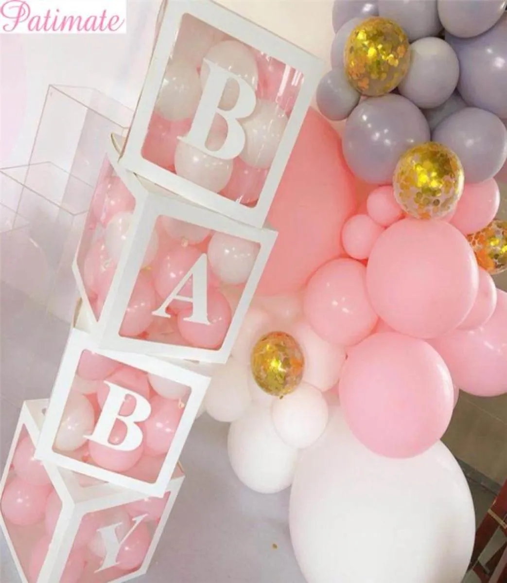 4pc fille garçon baby shower décoration boîte transparente baby baptême de fête d'anniversaire décor de fête en carton cadeau babyshower fournit2937378