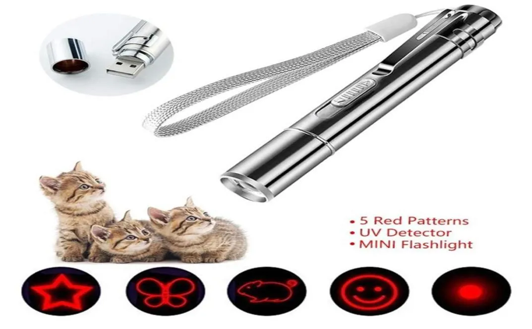 USB Laser Light LED PIN ze stali nierdzewnej mini -ładowalne multipattern 3 w 1 Trening PET