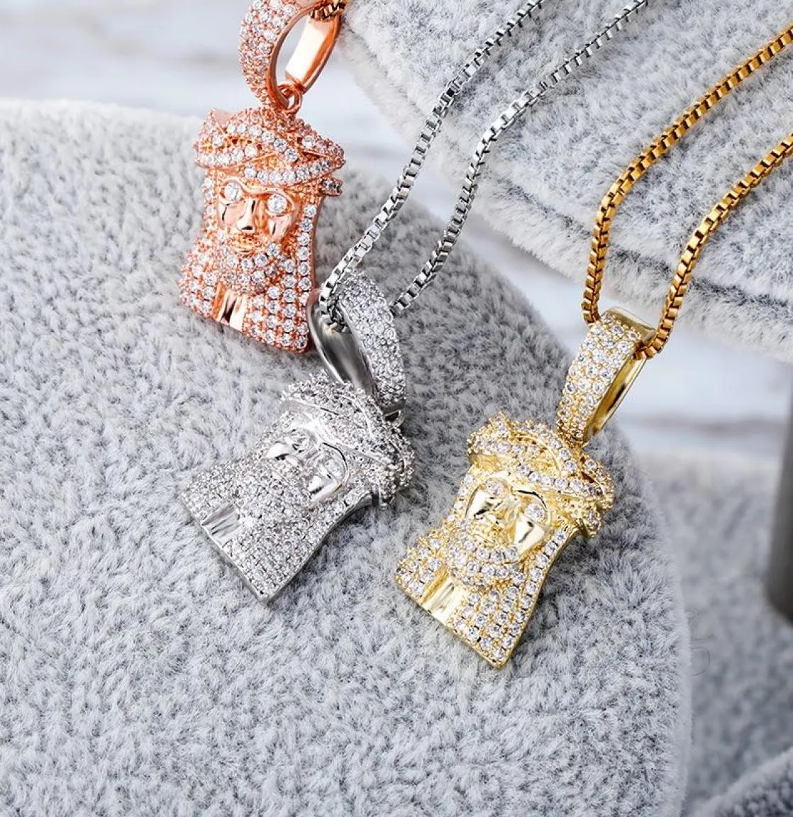 Sterling Silver 925 Jesus Pendant With Stainless Steel Chain Iced Out Cubic Zircon Rock Street Hip Hop Jewelry Gold Silver Color2987224