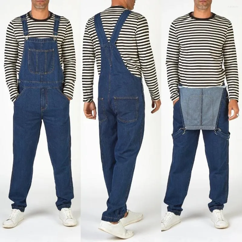 Jeans maschi da uomo salta le tute in denim in generale tasche a metà vita pantaloni a matita casual per lavaggio solido safari in stile caviglia lunghezza