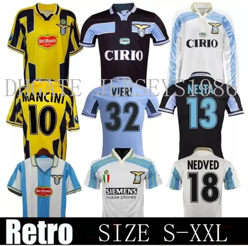 Maglie da calcio Lazio retrò 1989 1990 1991 1992 1999 2000 2001 Nedved Simeone Salas Gascoigne Home Away Shirt Football Veron Crespo Nesta 89 90 91 92 93 98 99 00 100 °
