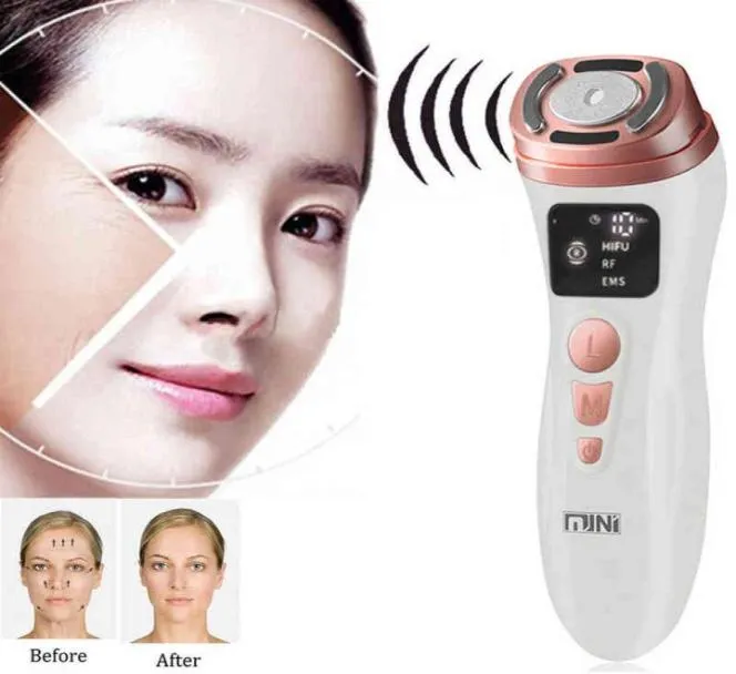 Mini HIFU Machine Ultraljud RF EMS Facial Beauty Device AntiWrinkle Massager Necklyftning Tätt för föryngring Skinvård 22051179458