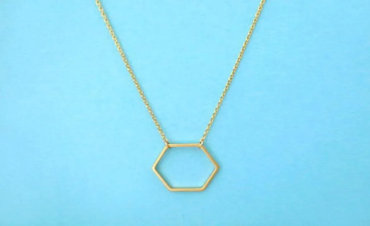 10pcs Goldsilver Géométrique Hexagon Collier Sexangle Collier Sexangle Open Hive Hexagon Collier Bijoux pour femmes1755890