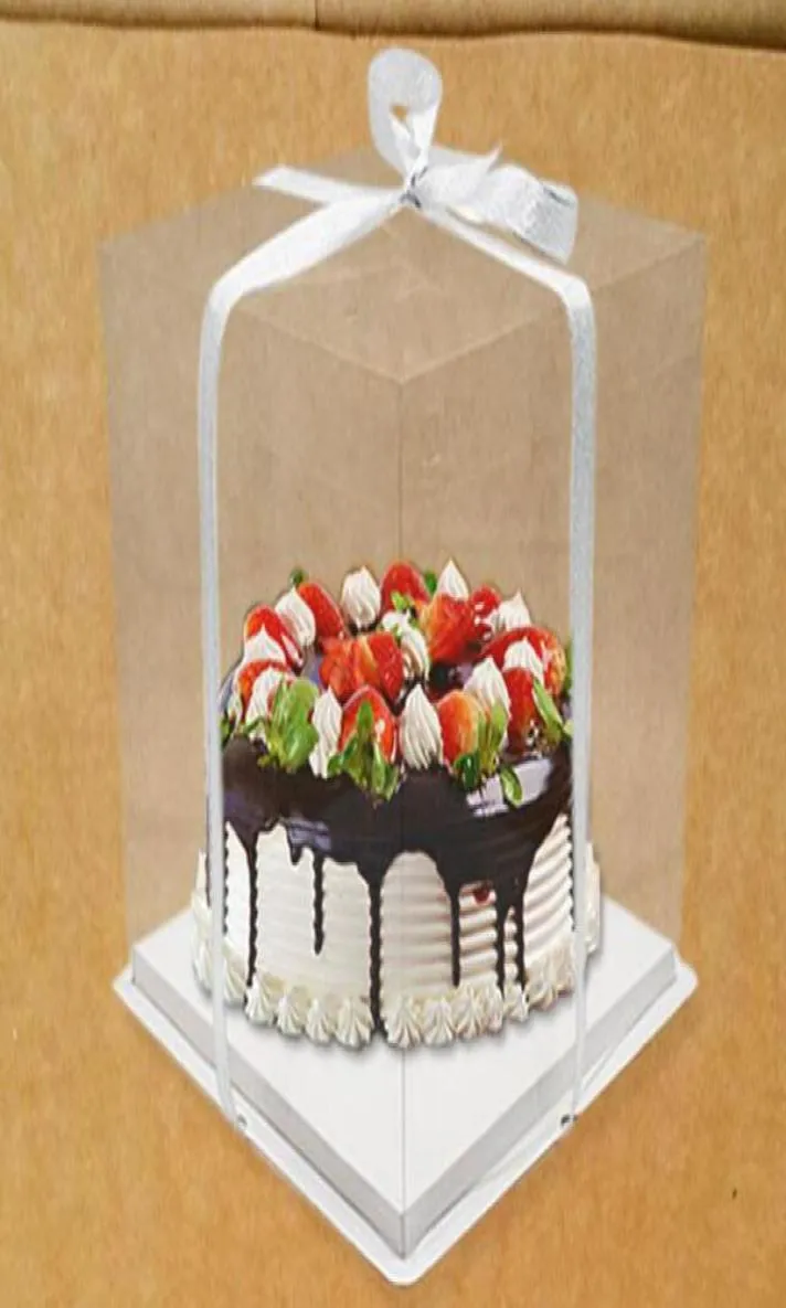 Wedidng kek kutusu açık hediye sargısı evcil hayvan şeffaf 4 6810 inç fırın büyük kek köpüğü doğum günü kutuları 50pcslot5957692