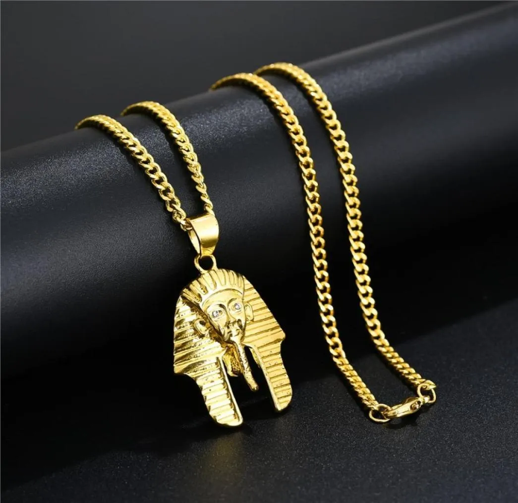 Hochwertige Mode Hip Hop Jewelry Männer Pharao Anhänger Halskette Persönlichkeit Street 60 cm Lange Ketten Punk -Halsketten für Herren Geschenk8825852