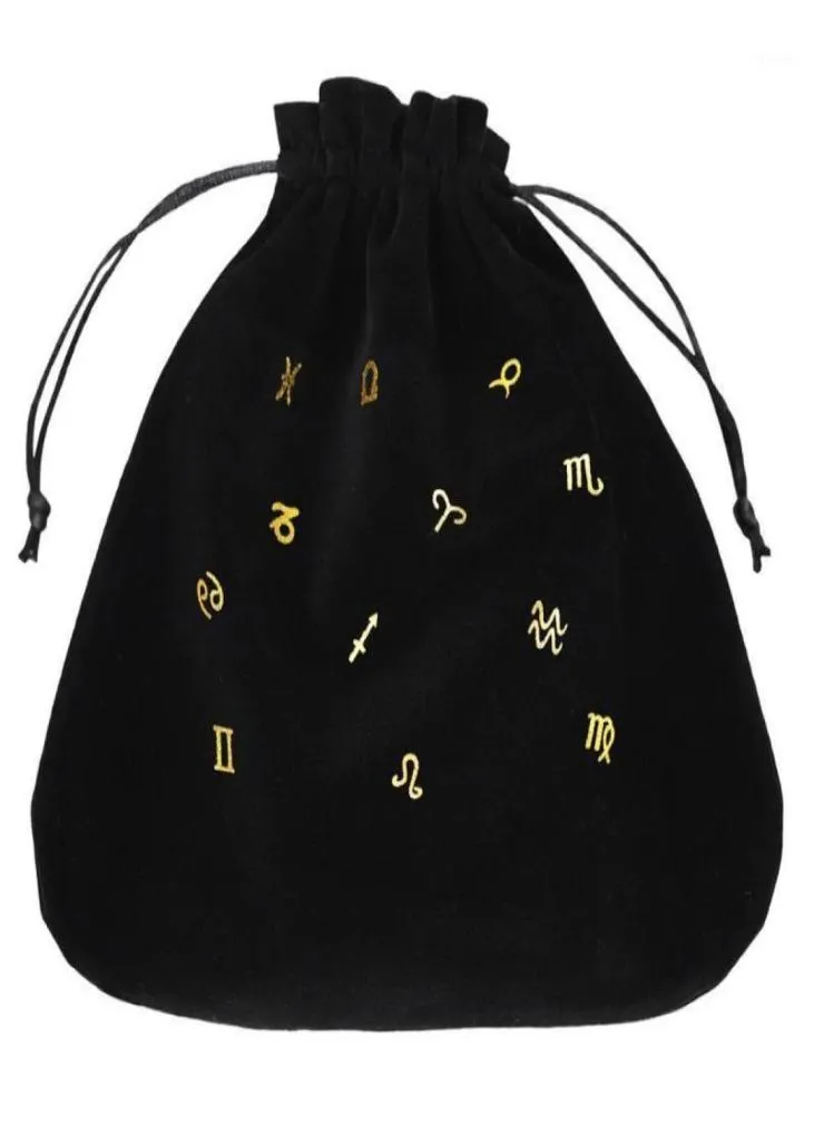 Storage Bags Tarot Card Bag Velvet Drawstring With Constellation Pattern Purple Blue Black Divination Cards Jewelry8563318