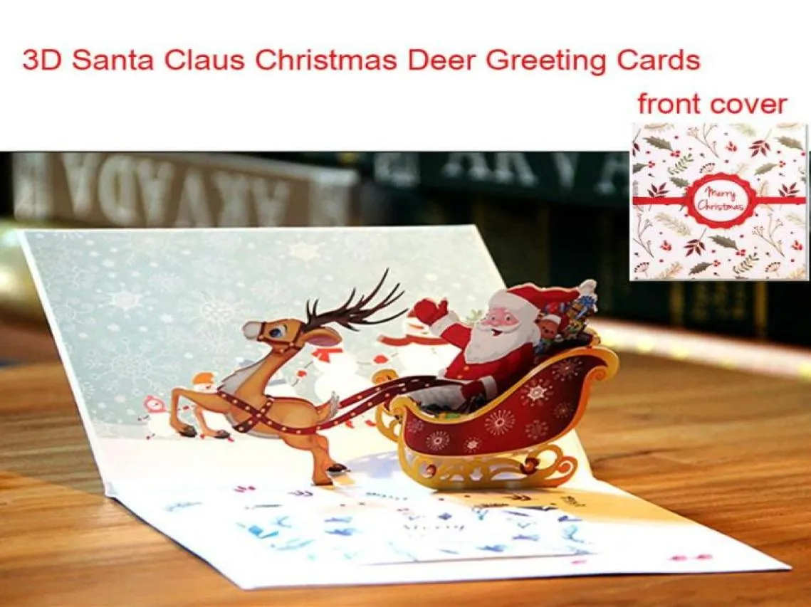 30 cartes de voeux décorations de Noël 3D appartient à la carte Santa Claus Christmas Deer Holiday Merry Cards Card Cadeaux 9827267