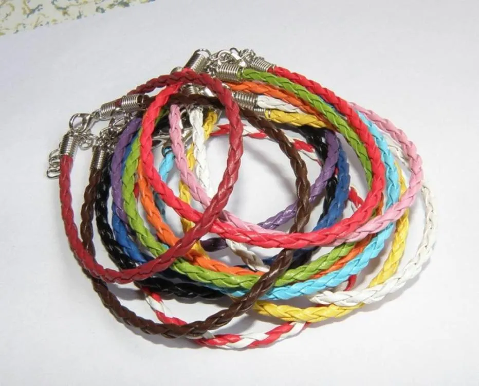 100PSlot 20Colors 205cm Couir Cuir Bracelets de chaîne de charme tressé Love pour les chaînes de liaison fermère de homard à perle25597196932865