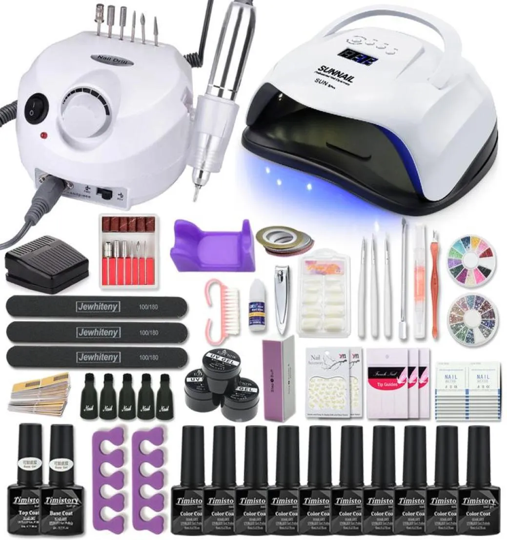 Ensemble de manucure Kit de ongles en acrylique avec 1208054W lampe à ongles 35000rpm Machine de forage Choisissez Gel Polon pour Manucure1218743